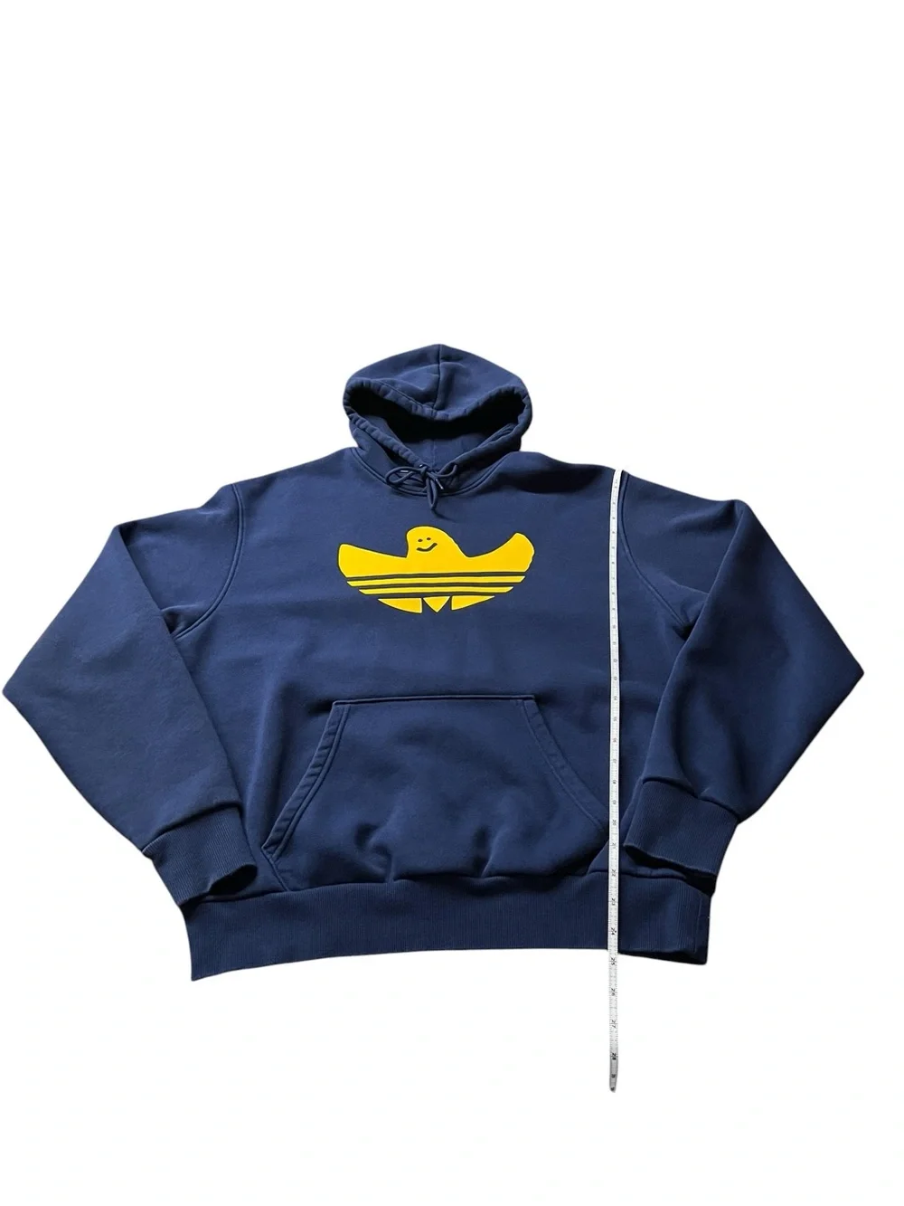 Adidas Mark Gonzalez Shmoo Trefoil Navy Blue Hoodie with Yellow Logo